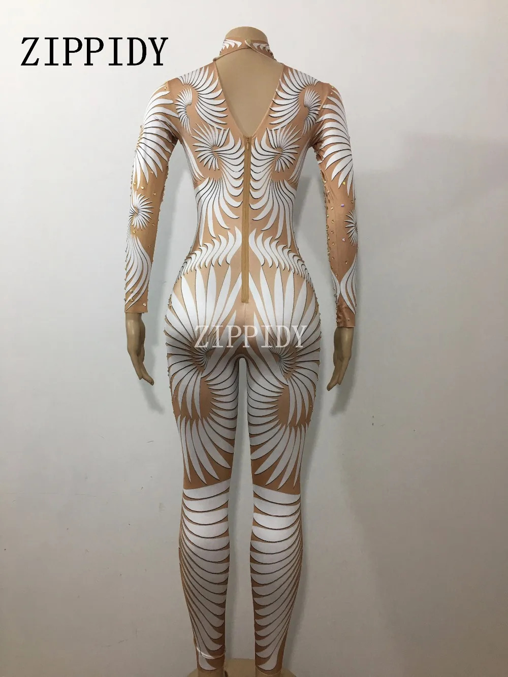 Geometrice Imprimate de Mare Întindere Salopeta Stralucitoare Strasuri Bodysuit Etapă Poarte Femeile Sărbătorim Cristale Stralucitoare Costum Costum