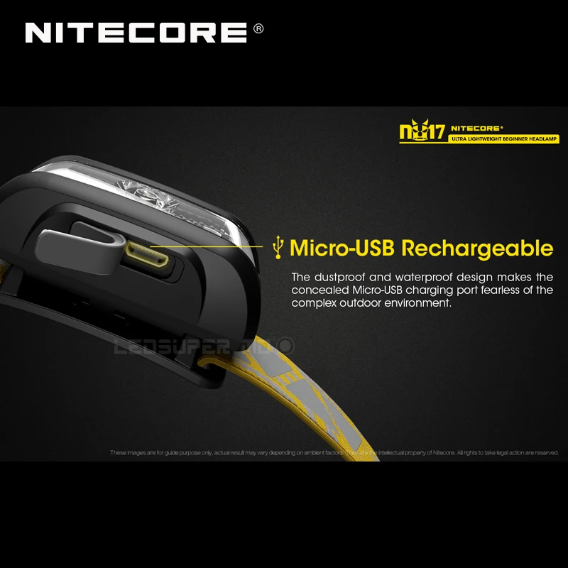 Micro-USB Reincarcabila Nitecore NU17 Ieșire Triplă Ultra Usoare Incepator Far Built-in Baterie Li-ion