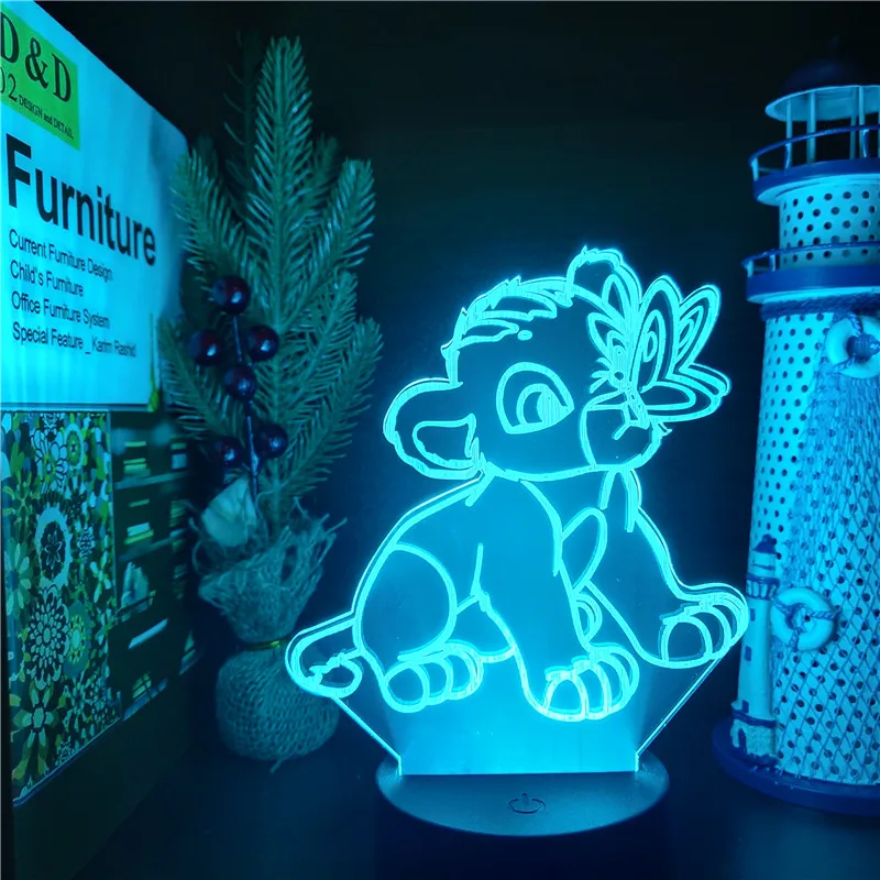 Anime Cifre Disney Simba 3D Lumina de Noapte Led-uri de Jucărie Set Senzor Tactil Acțiune Figma Regele Leu Colector Brinquedos Juguetes Papusa