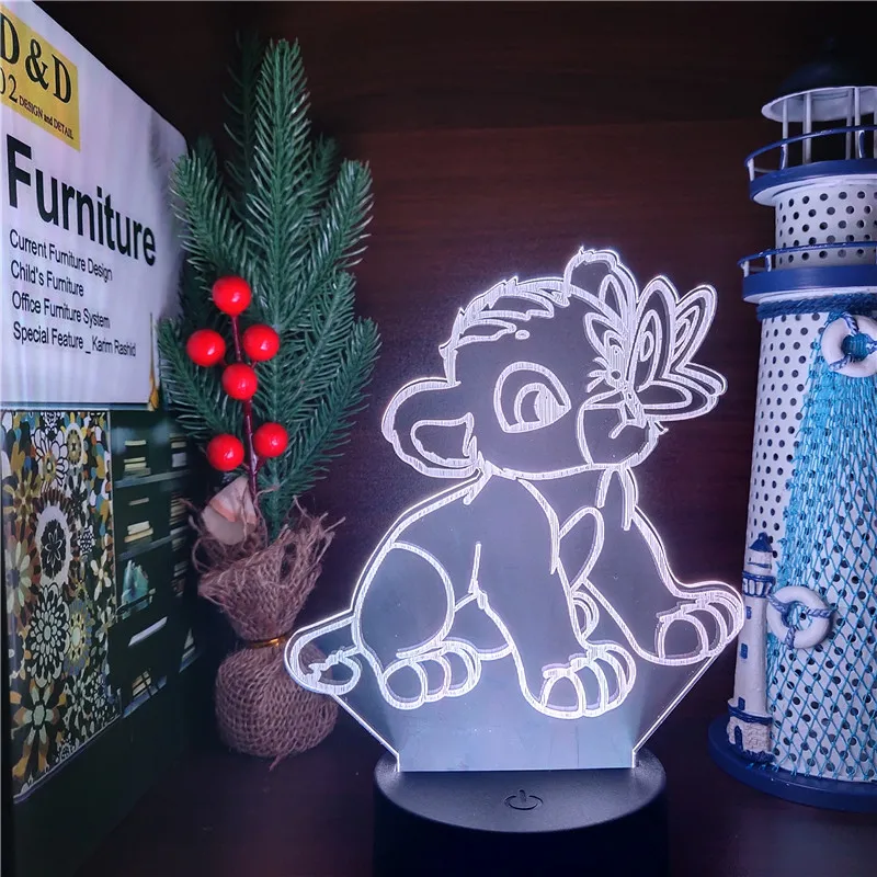 Anime Cifre Disney Simba 3D Lumina de Noapte Led-uri de Jucărie Set Senzor Tactil Acțiune Figma Regele Leu Colector Brinquedos Juguetes Papusa