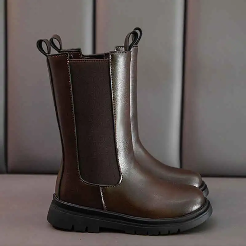 Fetelor Chelsea Cizme de Iarna, Stil Britanic Conducta de Cizme Platforma Alunecare pe de Pluș de la Jumătatea vițel Cizme Copii Princess Designer de Pantofi Botas