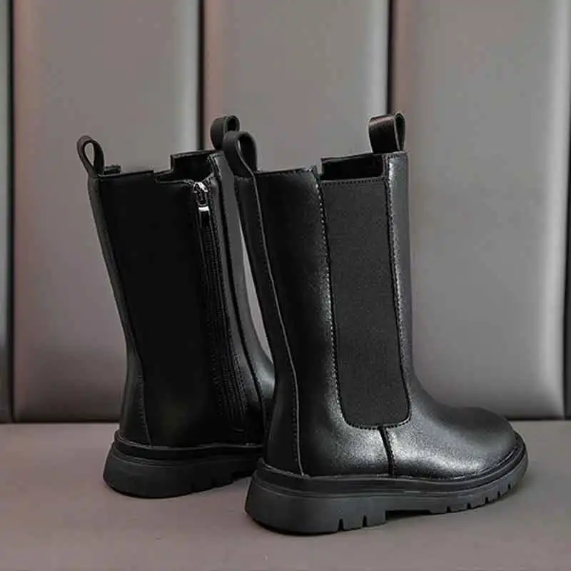Fetelor Chelsea Cizme de Iarna, Stil Britanic Conducta de Cizme Platforma Alunecare pe de Pluș de la Jumătatea vițel Cizme Copii Princess Designer de Pantofi Botas