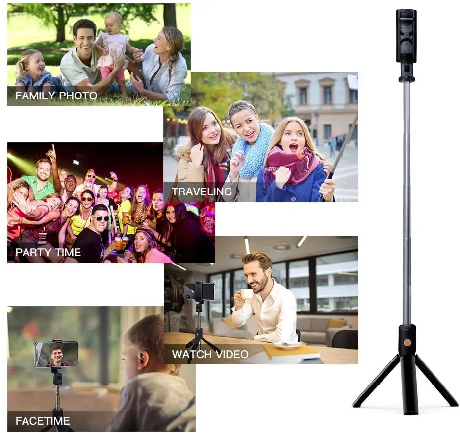 3 In 1 Wireless Bluetooth Selfie Stick Extensibil Mini Selfie Trepied cu Control de la Distanță pentru Android, IPhone, Samsung, Xiaomi
