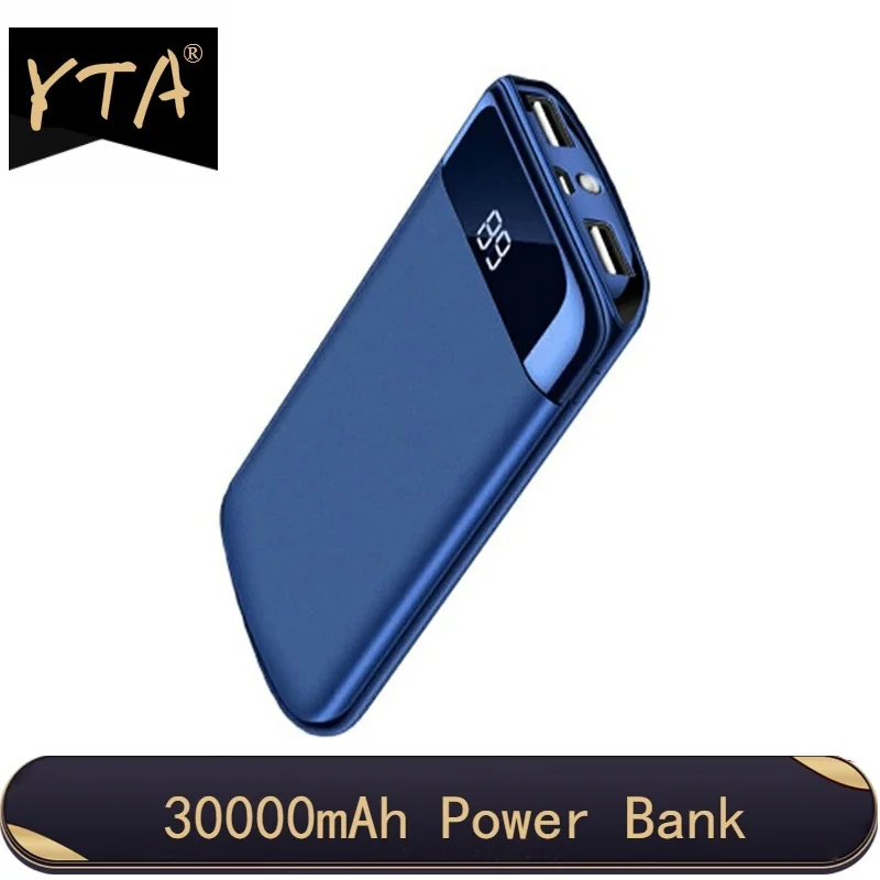 30000mah Power Bank Baterie Externa PoverBank 2 USB LED Powerbank Portabil Încărcător de telefon Mobil Pentru Xiaomi Samsung iphone XS