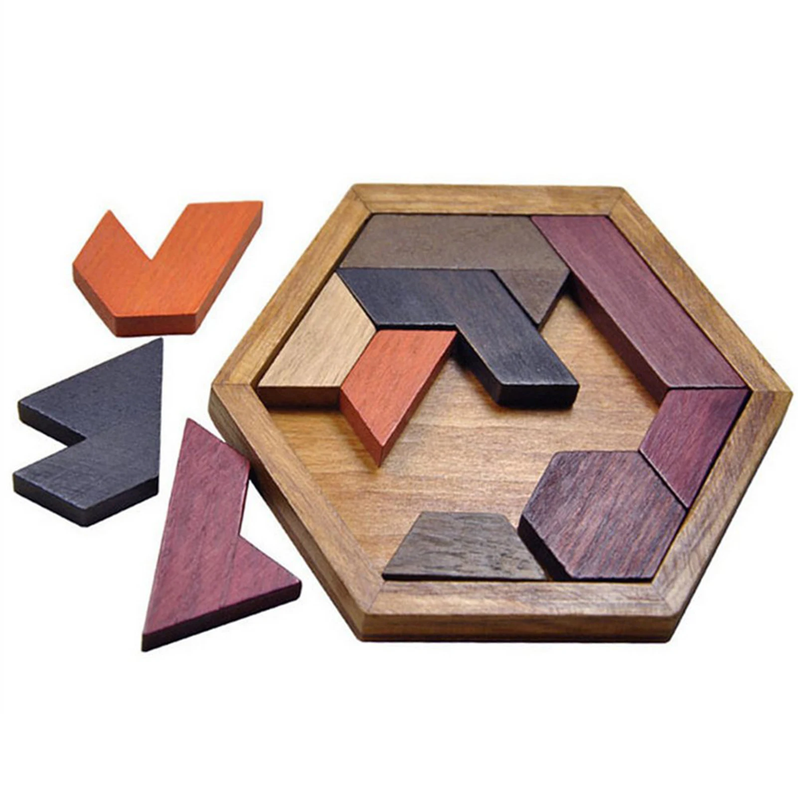Lemn Tangram Puzzle pentru Copii Varietate de Puzzle Distractiv Hexagonale Creativ Puzzle-Dezvoltarea Inteligenței Puzzle Jucării pentru Copii