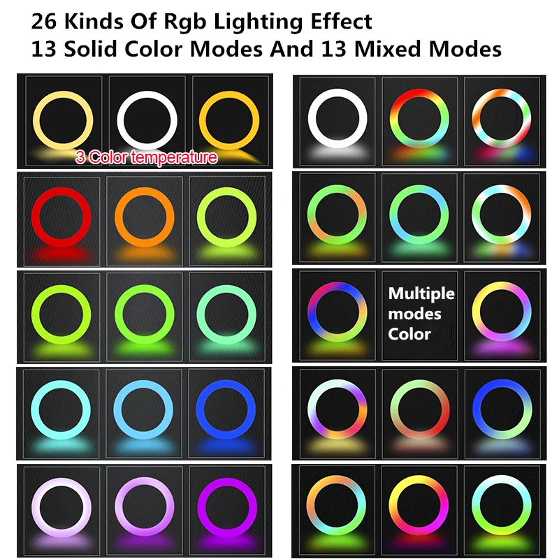 RGB Inel de Lumină de 10 inch 26 Culori Lumina Video Cu Suport Trepied Suport LED Selfie Lampa Fotografie de Iluminare Pentru Fotografia de Studio Live