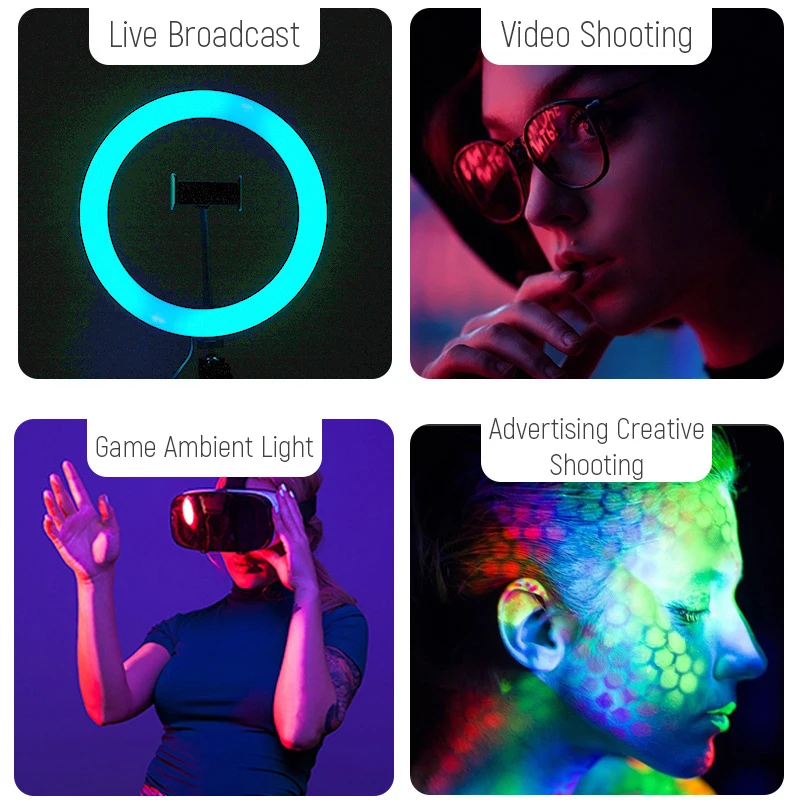 RGB Inel de Lumină de 10 inch 26 Culori Lumina Video Cu Suport Trepied Suport LED Selfie Lampa Fotografie de Iluminare Pentru Fotografia de Studio Live