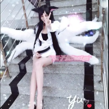 Lol Ahri Cosplay Coada Anime Nine Tailed Fox Ahri Sexy Femei Cosplay Costum