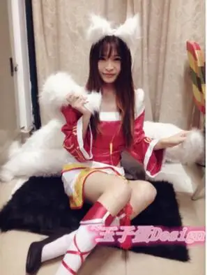 Lol Ahri Cosplay Coada Anime Nine Tailed Fox Ahri Sexy Femei Cosplay Costum