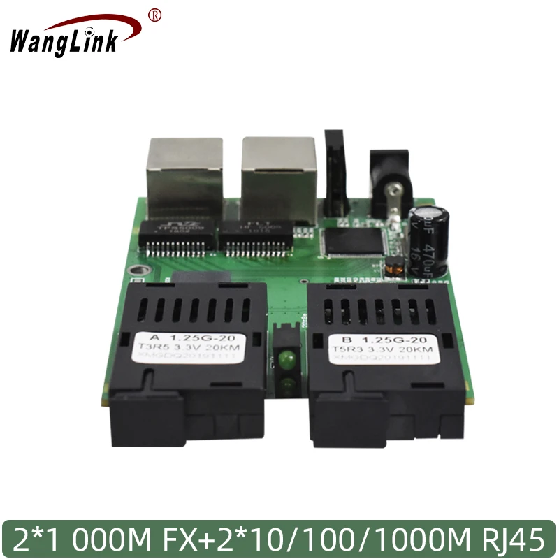 10/100/1000M Ethernet Gigabit Switch Optic Media Converter Singur Modul de 2 RJ45 UTP si 2 SC Port de Fibra de Bord PCB