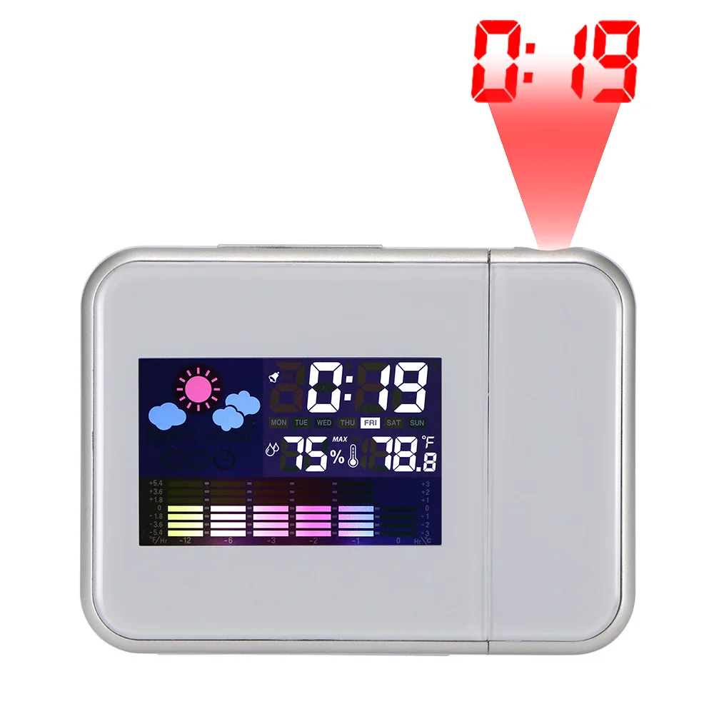 Ceas Multifuncțional Digital Ceasuri De Alarmă Culoare Ecran Desktop Clock Display Vreme Calendar Data De Proiecție 1 Buc
