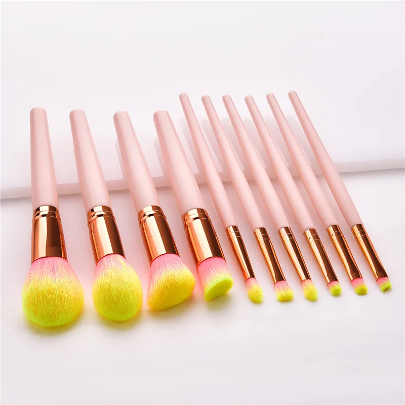 10BUC Set de Perii Machiaj roz maner Pentru Fundația Fard Pulbere de Amestecare Face Perii de Contur Cosmetice Instrument T10159
