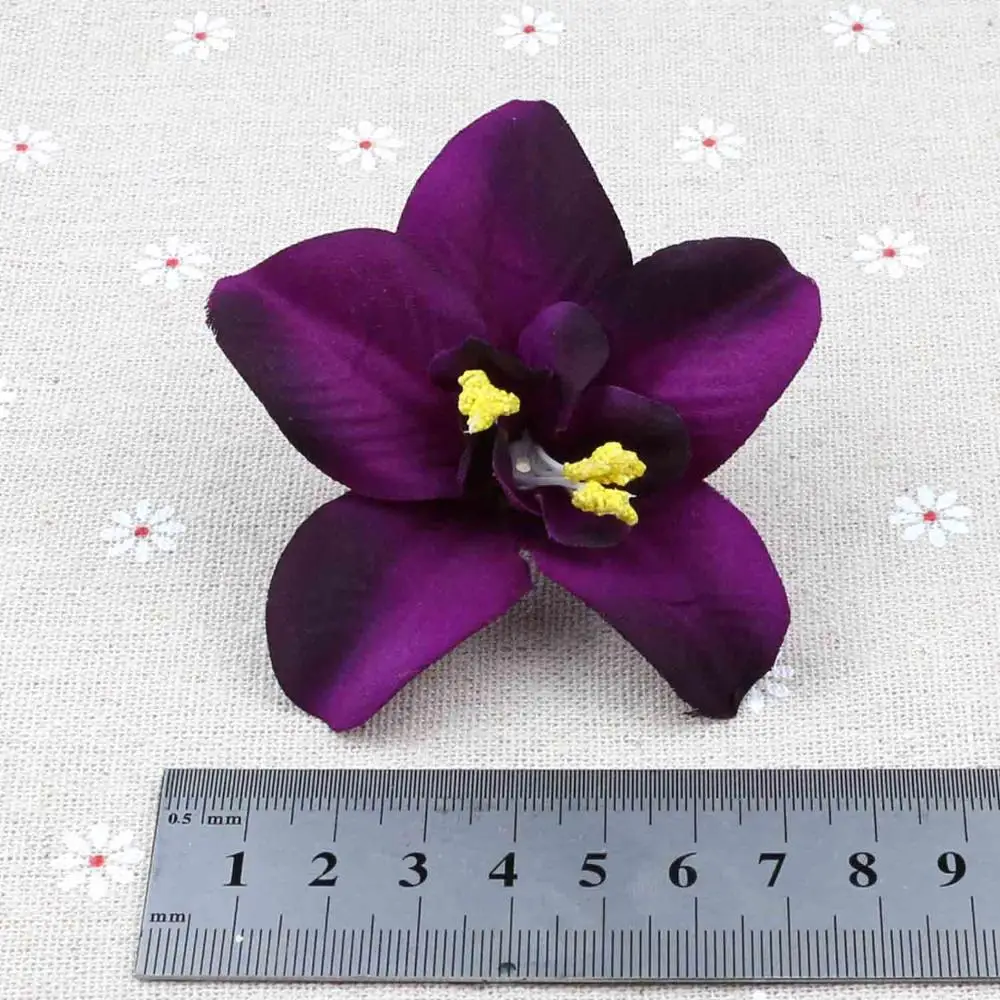 20buc 8cm Violet Închis Artificiale de Simulare Orhidee Flori Decorative Carter Thai Orhidee, flori de Matase cap Vrac DIY nunta petrecere