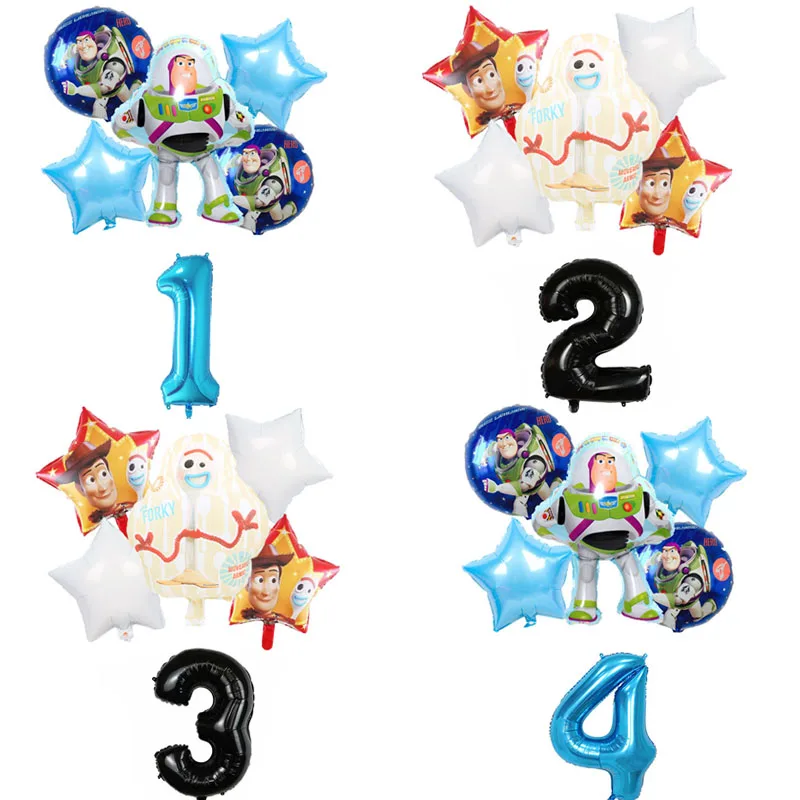 1set globos Toy Story 4 woody, Buzz Lightyear baloane folie 32Inch Numărul baby boy Blue air baloes petrecerea de ziua decor jucarii copii