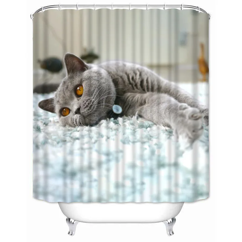 Musife Personalizate pisica British Shorthair Perdea de Duș Impermeabil Tesatura de Poliester Baie Cu Cârlige de BRICOLAJ Home Decor