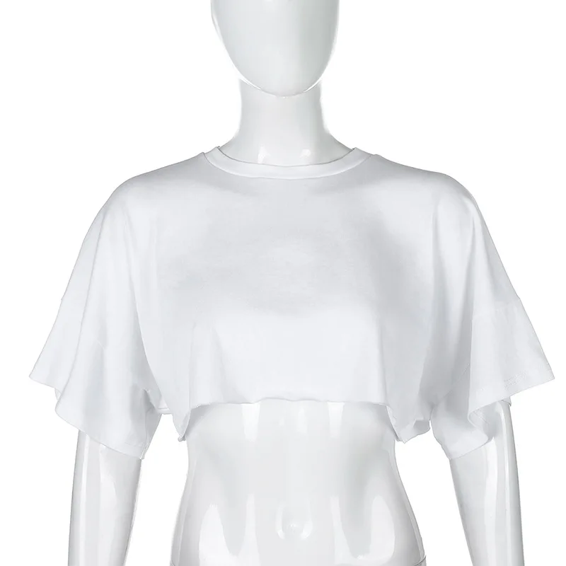 Vară Stil De Moda T-Shirt 2020 Drăguț Maneci Scurte O De Gât Alb Solide În Vrac High Street Femei T-Shirt
