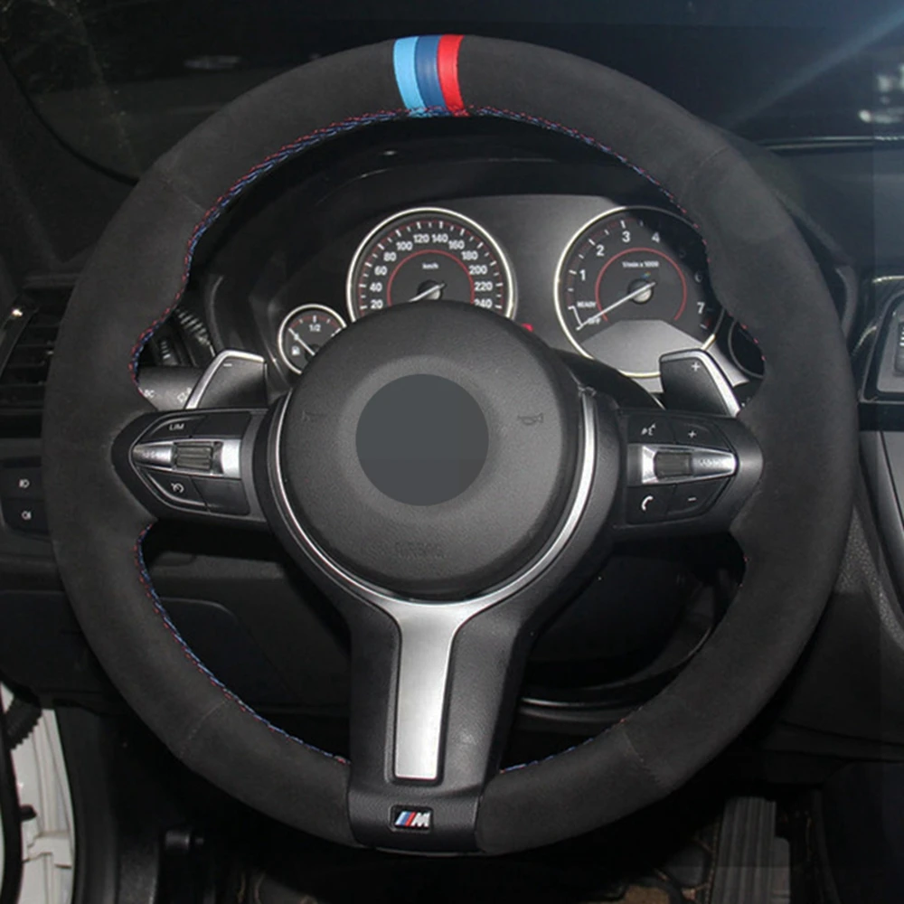 Masina Volan Piele Negru Capacul de piele de Căprioară Pentru BMW M Sport F30 F31 F34 F10 F11 F07 X1 X2 X3 F25 F32 F33 F36 F48 F39