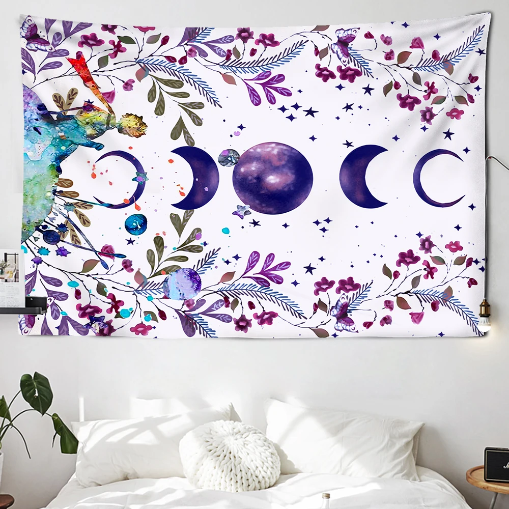 Magic lună și stele tapiserie de flori agățat de perete camera de nori covor dormitor tapiserie, artă, decorațiuni interioare, accesorii