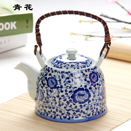 Albastru și alb portelan ceainic ceramic ceai oală mare capacitate 1000ml retro ceainic set de ceai chinezesc teaset cu filtru