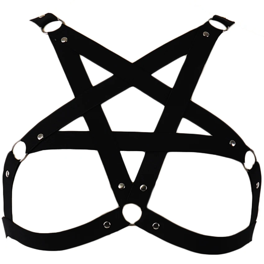 Goth Sus Pentagrama de centură Neagră Cușcă Sutien Femei Lenjerie Sexy Harajuku Robie Cablaj caroserie Pentagrama Sutien