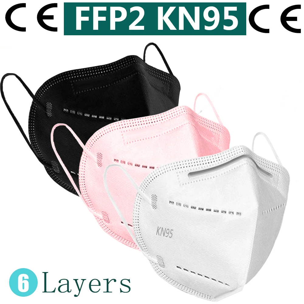 FFP2 Negru Masca de Fata Masca Gura KN95 6 layer Filter Pad Măști de Protecție de Siguranță Respirabil Mascarillas FFP2 Anti Praf Navă Rapidă