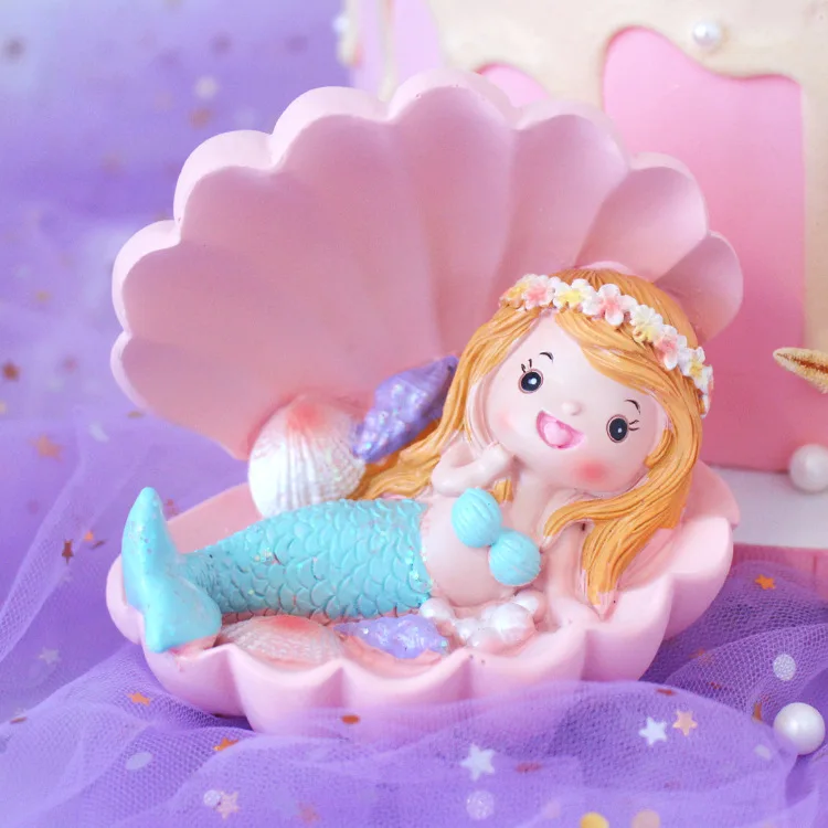 Noua Sirena Tort Fân Mermaid Partidul de Decorare pentru Copii Favoruri Băiat și fată Copil de Dus Happy Birthday Cake Decor Consumabile Partid