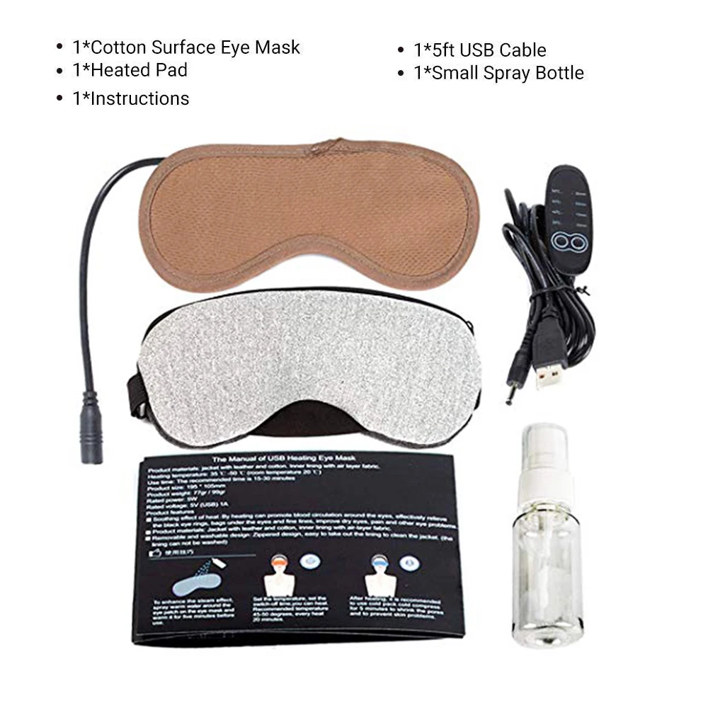 5PC/Set 3D Somn Masca de Ochi Acopere Ajutor de Somn legat la Ochi USB Încălzit Bumbac Suprafață Masca de Ochi Pentru Somn SPA Moale Reglabil Bandaj