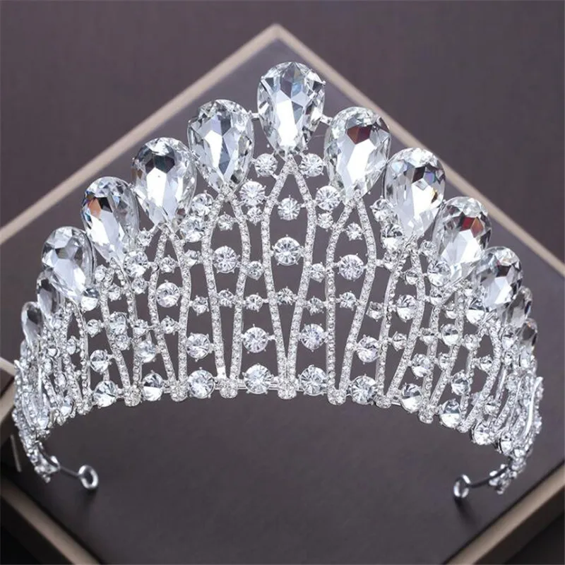 Bentita Coroană de Miss Tiara pentru Femei Mireasa, Accesorii de Nunta Paun Albastru de Cristal Stras Diademă Prom Princess Crown