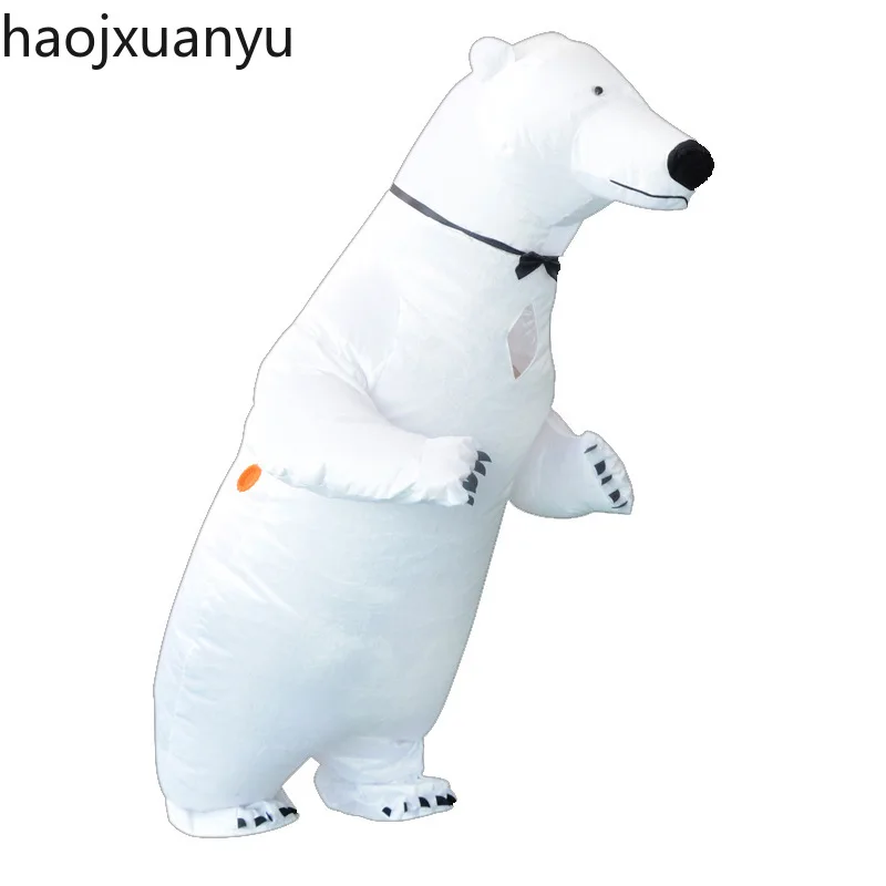 Urs Polar Alb Gonflabile Mascota Costum Adult Costume Animale De Crăciun, Halloween Cosplay Costum De Ziua De Nastere Amuzant Cadou Pentru Petrecere