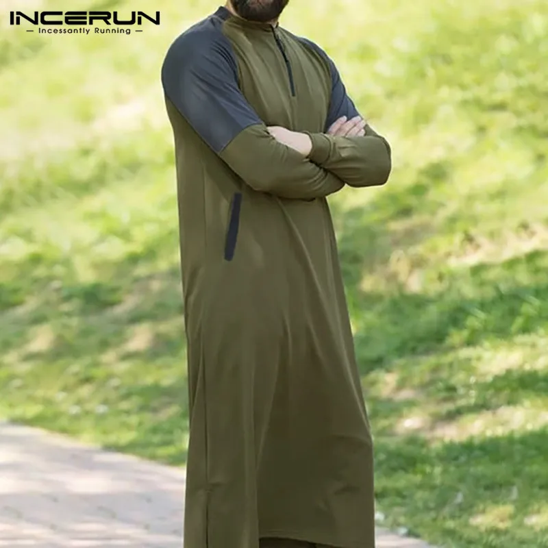 INCERUN Bărbați Musulmani Caftan Mozaic Casual cu Maneci Lungi cu Fermoar Caftan Islamic Jubba Echipa Dubai, Arabia Saudită Mens Haine S-5XL