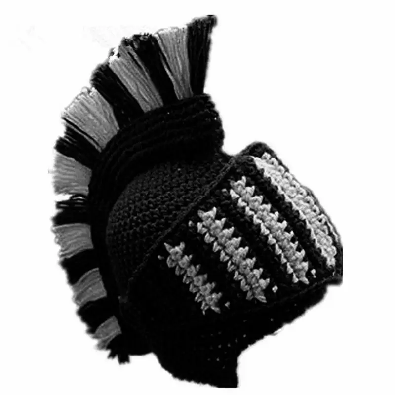 Unisex Amuzant Roman Cavaler Casca Tricotate Pălărie de Culoare de Contrast Croșetat Căciulă Earflap Cap cu Masca de Fata Cosplay Costum