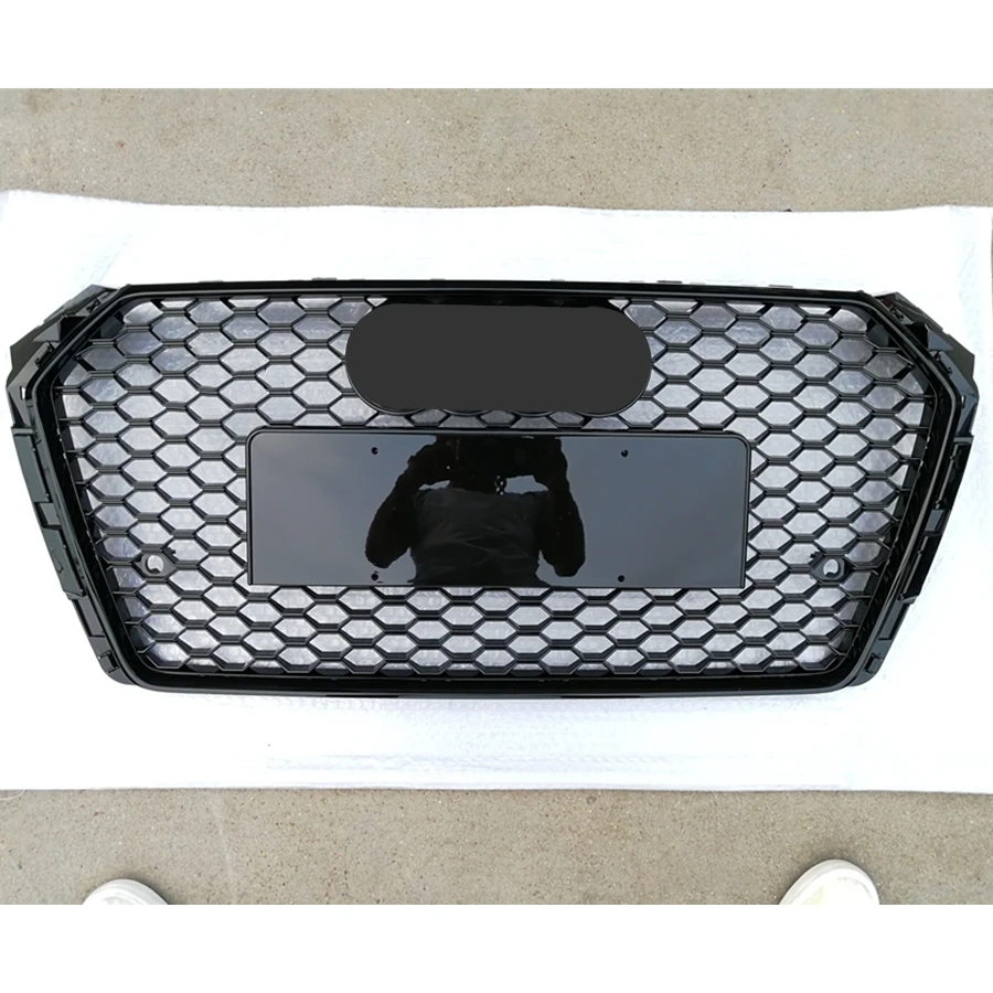 Pentru RS4 Față Stil Sport Hexagonale Plasă de Fagure de miere Capota Grill Luciu Negru pentru Audi A4/S4 B9 2017-2019