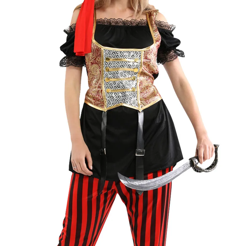Costume pentru Femei Cosplay Piratii din Caraibe dress up căpitan pirat pirat Purim costum fată costum alb
