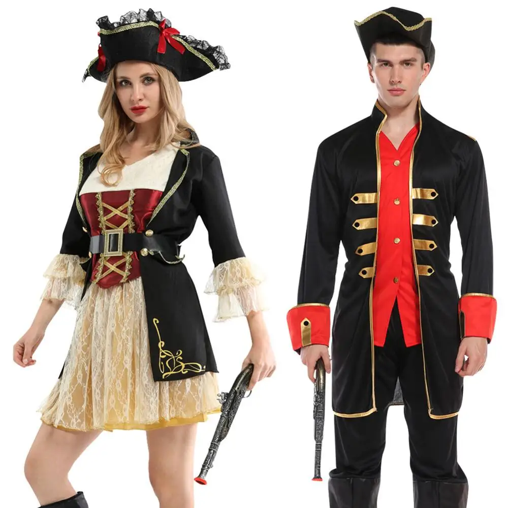 Costume pentru Femei Cosplay Piratii din Caraibe dress up căpitan pirat pirat Purim costum fată costum alb