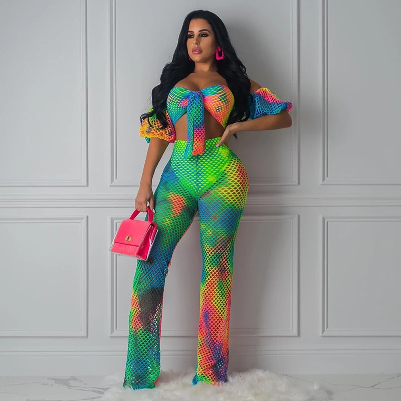 Moda Grila De Imprimare Set De Două Piese Backless Straplss Culturilor Topuri Colorate Curcubeu Bodycon Pantaloni 2019 Vara Contrast De Culoare Utilaje
