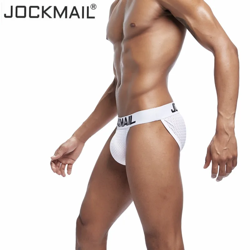 JOCKMAIL Sexy Barbati Brand de Lenjerie de corp pentru bărbați scurtă Nou Solid tanga Nailon Mens chiloți ochiurilor de Plasă Respirabil Gay barbati string bikini