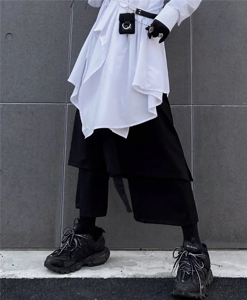 Yoji Yamamoto vânt întunecat liber fals două piese fusta pantaloni sex masculin uri de nișă neregulate pantaloni largi nouă puncte pantaloni casual