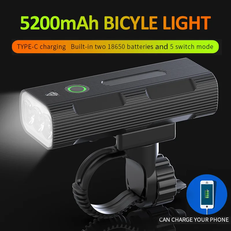 Impermeabil Faruri de Bicicletă USB Reîncărcabilă 5200mAh Biciclete Lumina LED-uri Lampă Față în aer liber Lanterna Accesorii pentru Biciclete