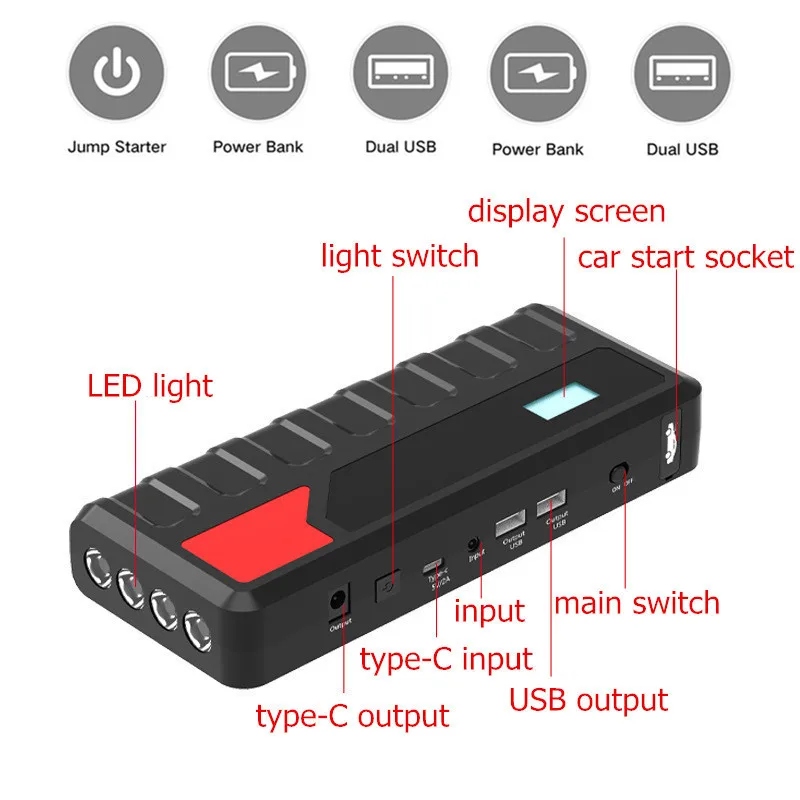 Masina Salt start Baterie Power Bank 1.500 12V Portabil Baterie Booster de Urgență Jumpstarter Powerbank Quick Charge