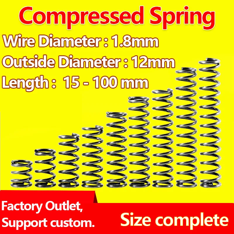 Arcul de presiune Comprimat Spring arc de rapel de Presă de Primăvară Sârmă cu Diametrul de 1,8 mm, Diametru Exterior 12mm Servicii Personalizate