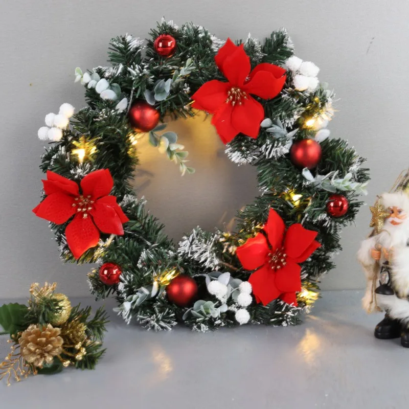 25/30/40cm LED-uri Stralucitoare Coroană de Crăciun Ușa din Față Agățat Ghirlanda Ornament de Perete Pentru Xmas Party Fereastră Decor