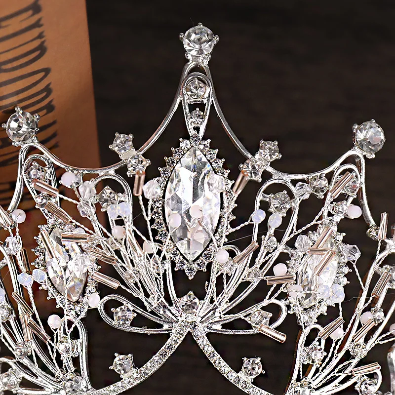 De Lux De Culoare Argintie Mare, Mare De Cristal Clar Printesa Regina Diademă Stras Domnisoara De Onoare A Miresei Coroane, Diademe Pentru Petrecerea De Nunta