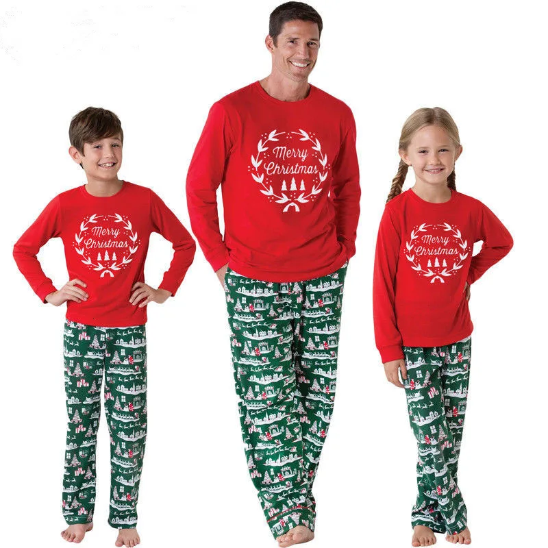 Familia Crăciun Seturi De Pijamale Mama, Tatăl, Fiul, Fiica Roșu Scrisoare De Imprimare Sleepwear Mama Și Tata Mă Homewear Familia Haine
