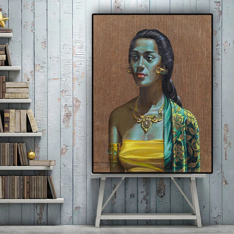 Tretchikoff Vintga Balinez Fată Portret Pictura in Ulei pe Panza, Postere si Printuri Scandinave Poza Perete pentru Camera de zi