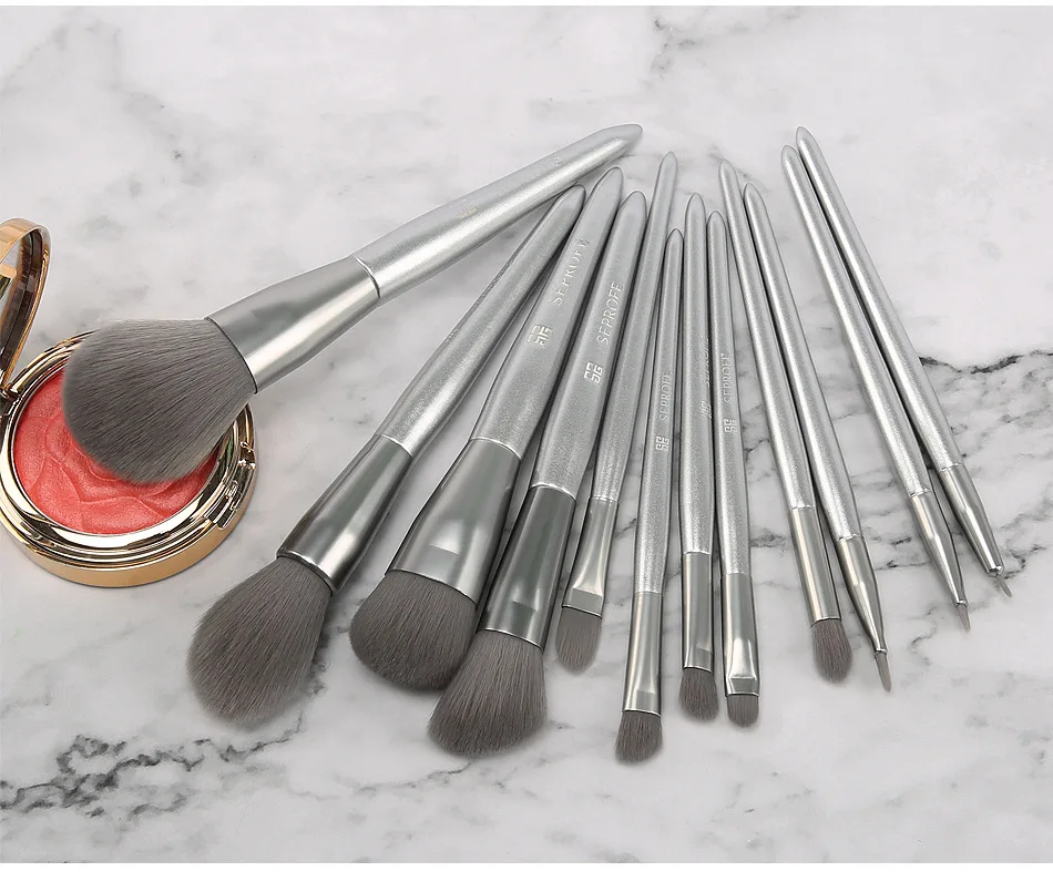 Pensule de machiaj, 12 BUC Make-up Set de Perii Mâner de Cristal Serie de Pensule Cosmetice Profesionale Fard de pleoape Perii kit pentru Blendin