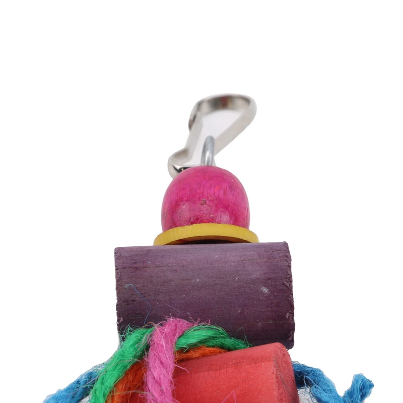 Papagal De Companie Jucărie De Ros Pasăre Stinghie De Lemn Colorat Bloc Bumbac Coarda Mare Conure Leagăn Pentru Păsări De Companie Consumabile