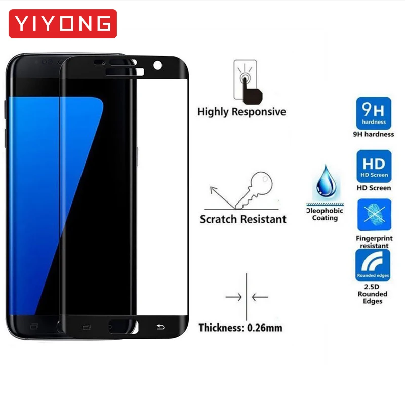 YIYONG 3D Margine Curbat din Sticla Pentru Samsung Galaxy S6 S7 Edge Plus Temperat Pahar Ecran Protector Pentru Samsung S7 Edge S 7 S 6 Sticlă