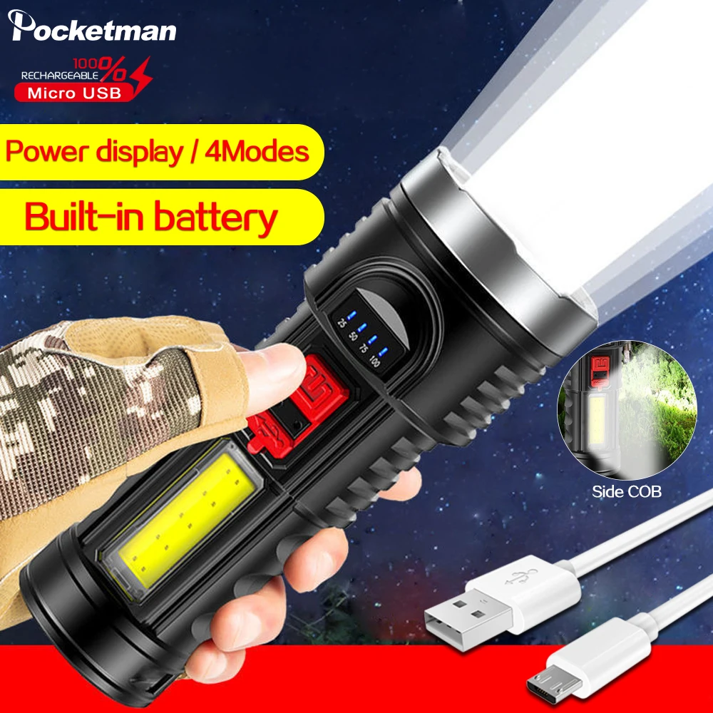 8000LM Inaltime de Lumeni Lanterna LED-uri cu Built-in Baterie 18650 USB Reîncărcabilă Lanterna Portabila de Camping Lanternă Tactică