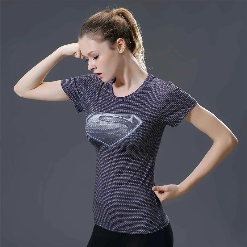 Tricou Femei Yoga de Fitness de Top de Compresie Tricou Femei T-shirt de Imprimare 3D Roz Superman Sală de Sport Yoga Tricou Tricou Femei Topuri