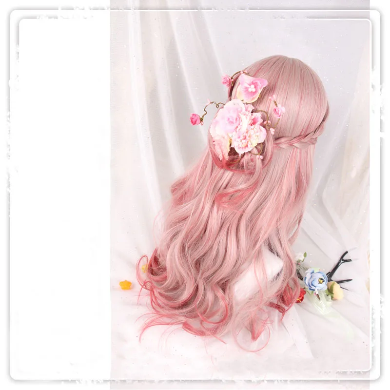 65cm Lolita Peruca Sintetica Harajuku Dulce Drăguț Roz Culoare Gradient Sintetic Rezistent la Căldură Parul Lung pentru Adulți Fata Reglabile